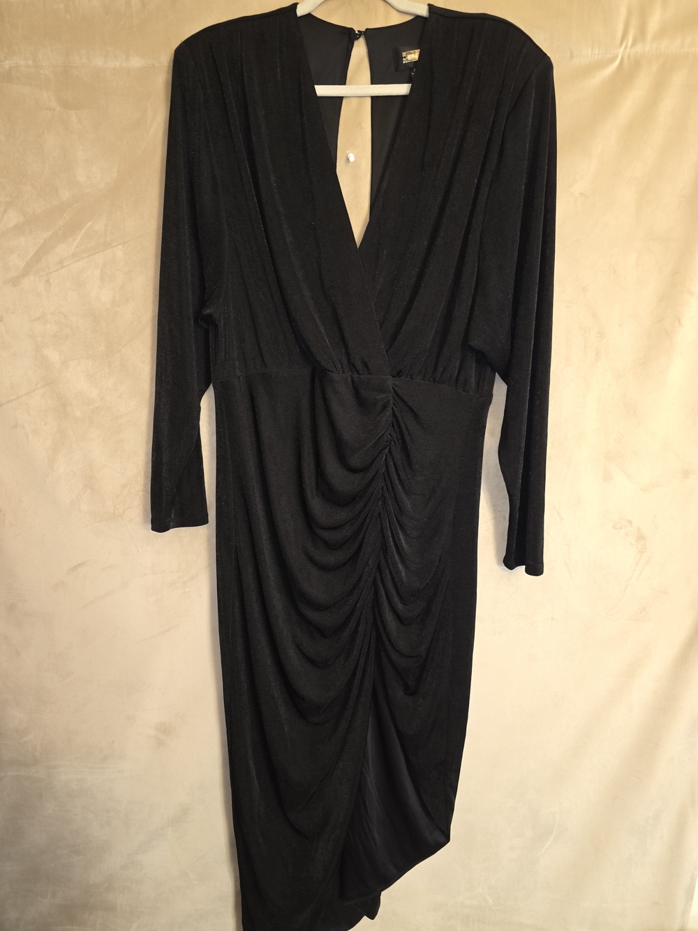 Alexia Admor Black Draped V-Neck Midi Dress